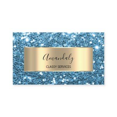 Gold  Glitter QR Code Logo Water Celestial Blue