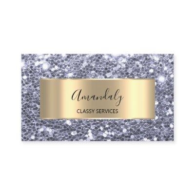 Gold  Glitter QRCode Logo Beauty Shop Blue Gray  B