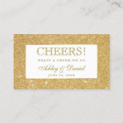 Gold Glitter Wedding Reception Drink Ticket Card W