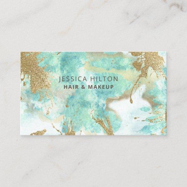 Gold glittery abstract pastel watercolor wash
