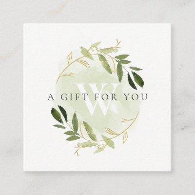 GOLD GREEN FOLIAGE INITIAL WREATH GIFT CERTIFICATE