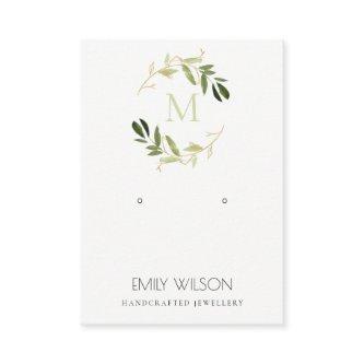 GOLD GREEN FOLIAGE MONOGRAM EARRING DISPLAY LOGO