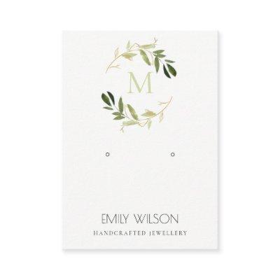 GOLD GREEN FOLIAGE MONOGRAM EARRING DISPLAY LOGO