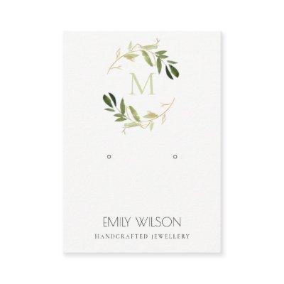 GOLD GREEN FOLIAGE MONOGRAM EARRING DISPLAY LOGO