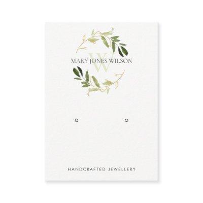 GOLD GREEN FOLIAGE MONOGRAM EARRING DISPLAY LOGO