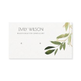 GOLD GREEN FOLIAGE WATERCOLOR EARRING DISPLAY LOGO