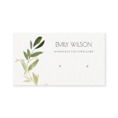 GOLD GREEN FOLIAGE WATERCOLOR EARRING DISPLAY LOGO