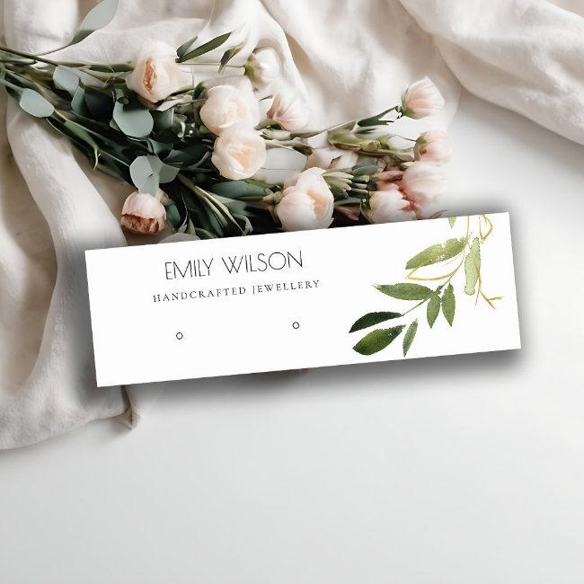 GOLD GREEN FOLIAGE WATERCOLOR EARRING DISPLAY LOGO MINI