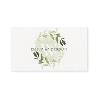 GOLD GREEN FOLIAGE WATERCOLOR WREATH PROFESSIONAL