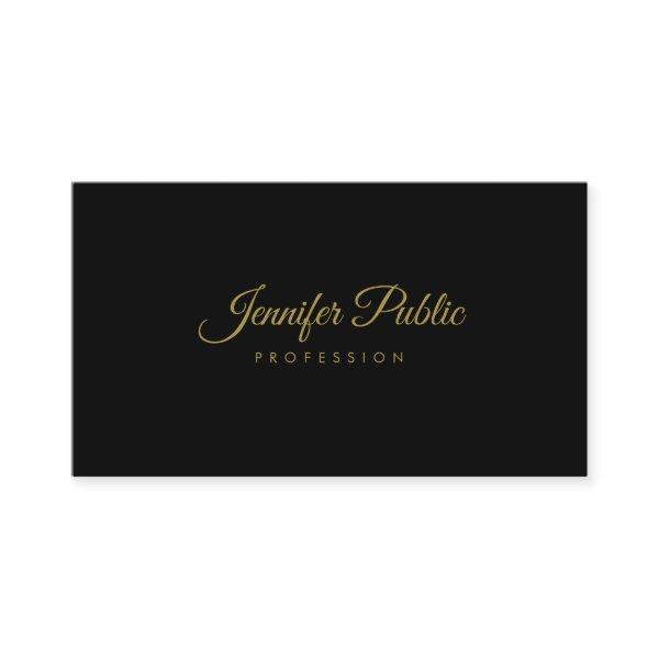 Gold Handwritten Script Elegant Simple Black Plain