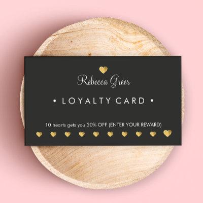 Gold Heart 10 Punch Salon Customer Loyalty Card 2