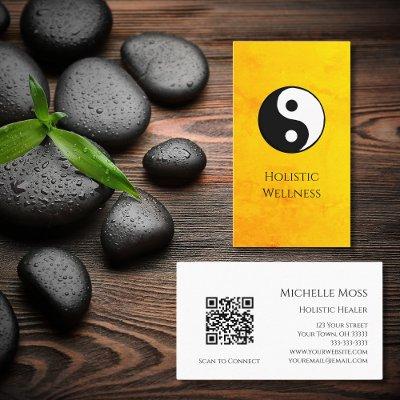 Gold Holistic Healing Yin Yang Symbol QR code