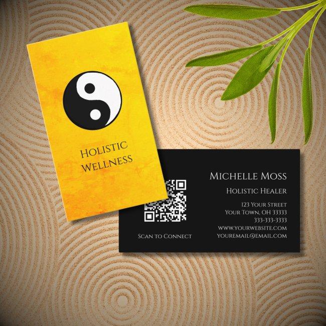 Gold Holistic Wellness Yin Yang Symbol QR code