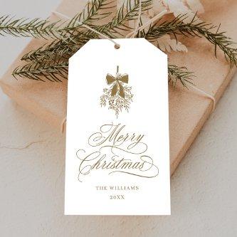Gold Holly Berry Bouquet Romantic Merry Christmas Gift Tags