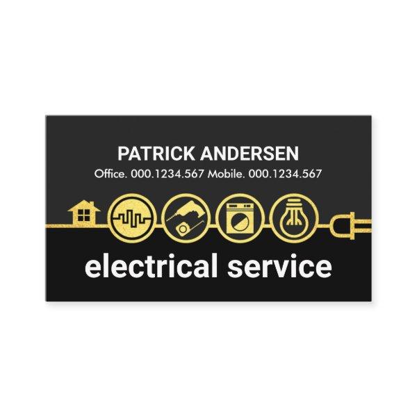 Gold Home Electrical Icons Power Line