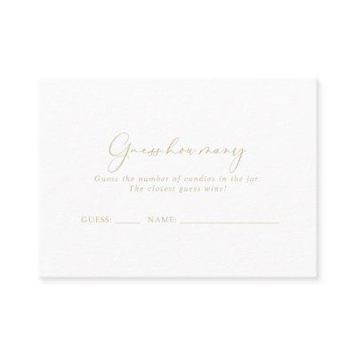 Gold Idyllic Calligraphy Guess How Many Game Card