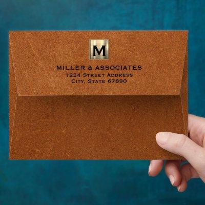 Gold Initial Logo Back Flap Return Address Envelope