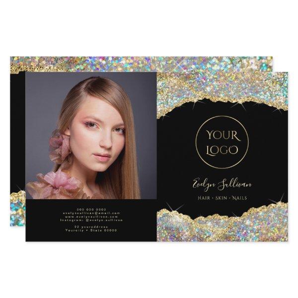 Gold iridescent glitter bifold brochure