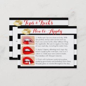 Gold Kisses on Black and White - Apply & Tips Card