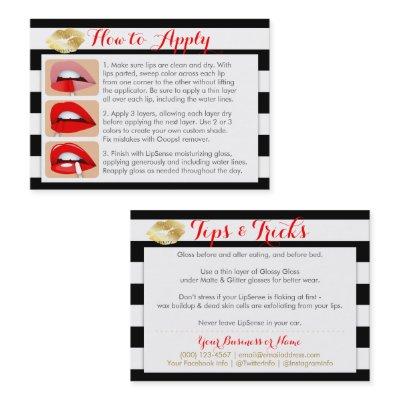 Gold Kisses on Black and White - Apply & Tips Card