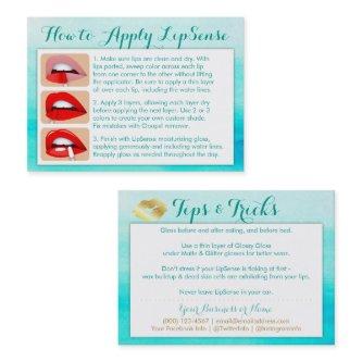 Gold Kisses on Teal Watercolor - Apply & Tips Card