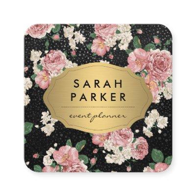 Gold Label Dot Floral Pattern Square