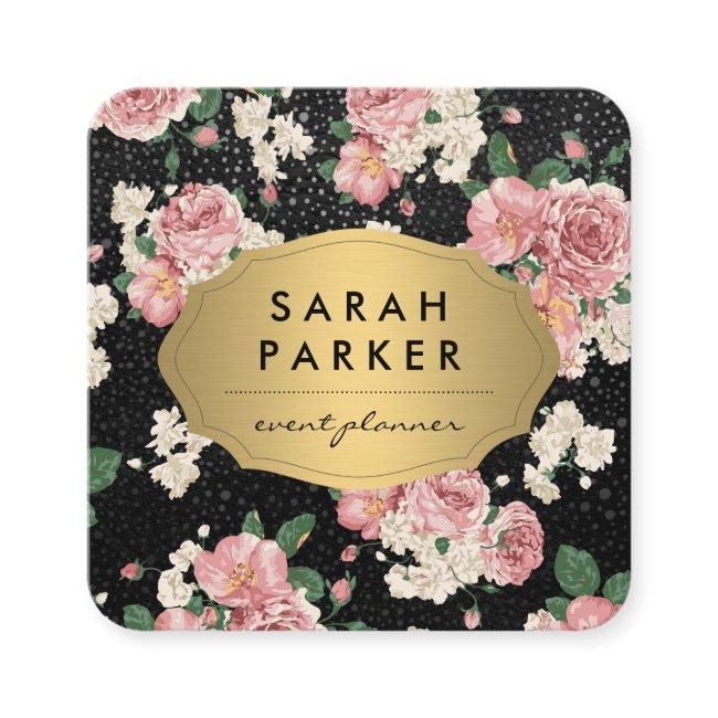 Gold Label Dot Floral Pattern Square
