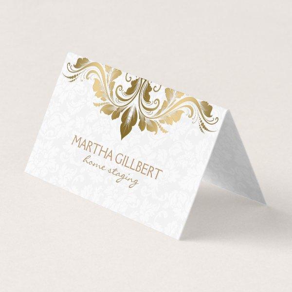 Gold Lace And White Damask