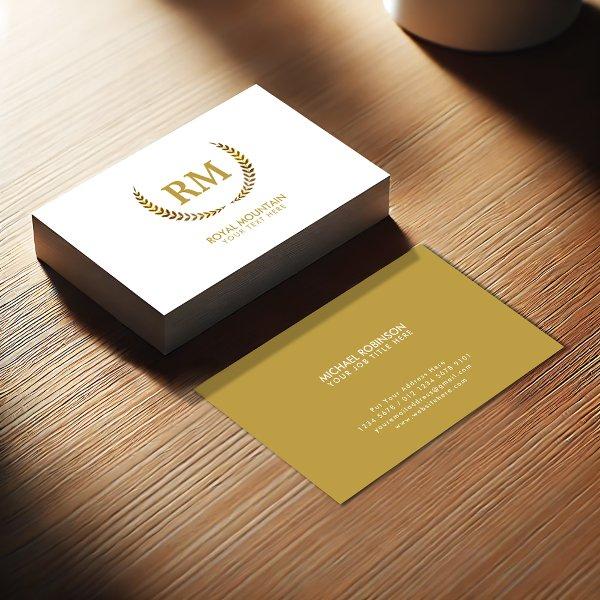 Gold Laurel Leaves | Elegant Initial on White