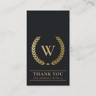 GOLD LAUREL WREATH INITIAL LOGO BUSINESS THANK YOU