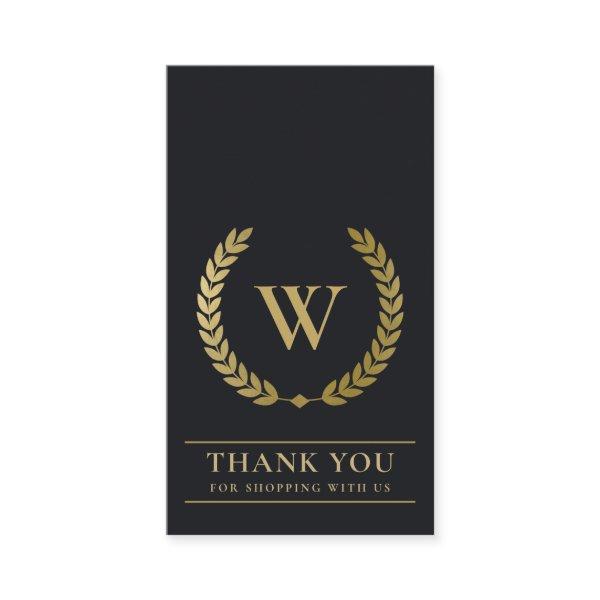 GOLD LAUREL WREATH INITIAL LOGO BUSINESS THANK YOU