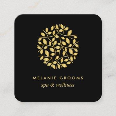 Gold leaves| Black | wellness spa massage yoga Square