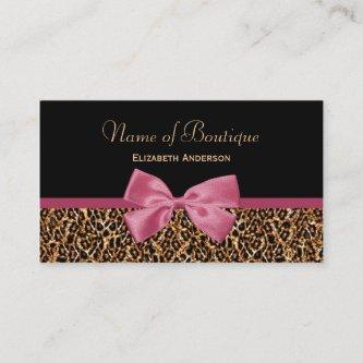 Gold Leopard Fur Chic Mauve Pink Bow Boutique