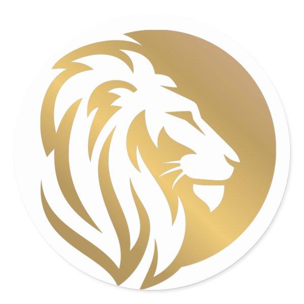 Gold Lion Logo Simple Classic Round Sticker