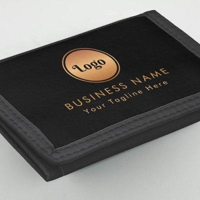 Gold Logo & Custom Text Business Company Branded   Trifold Wallet