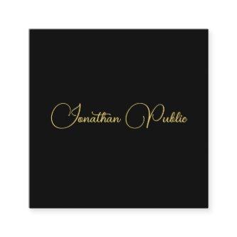 Gold Look Calligraphed Script Name Simple Template Square