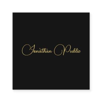 Gold Look Calligraphed Script Name Simple Template Square