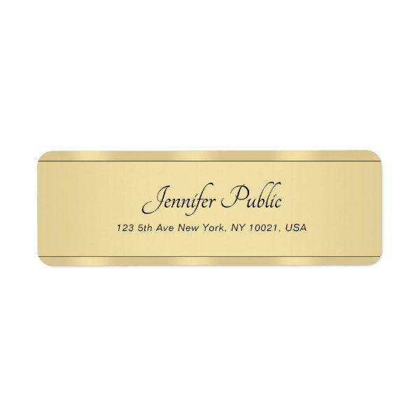 Gold Look Modern Hand Script Elegant Calligraphed Label