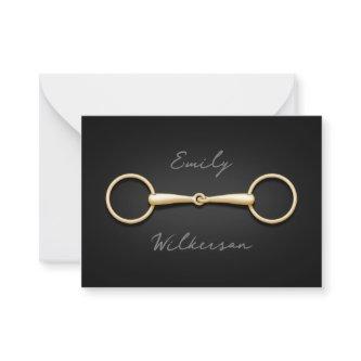 Gold Loose Ring Snaffle Bit Custom Equestrian Note Card