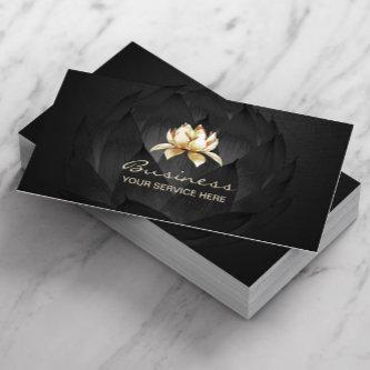 Gold Lotus Logo Elegant Black Floral