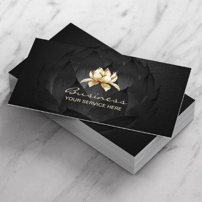 Gold Lotus Logo Elegant Black Floral