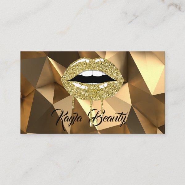 Gold Luxury Glam Glitter Drip Dripping Lips Makeup