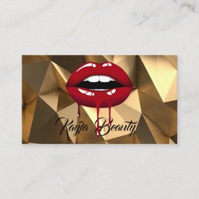 Gold Luxury Glam Red Drip Dripping Lips Makeup