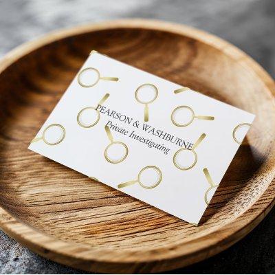 Gold Magnifying Glass Pattern Private Investigator