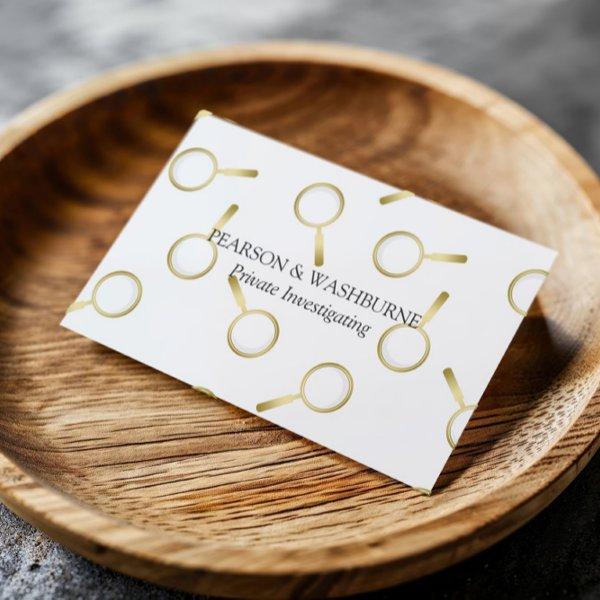 Gold Magnifying Glass Pattern Private Investigator
