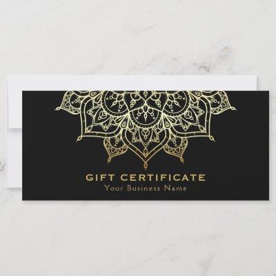Gold Mandala Black Elegant Modern Gift Certificate