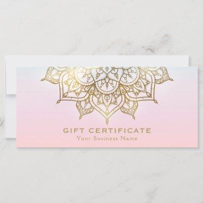 Gold Mandala Pink Peach Modern Gift Certificate