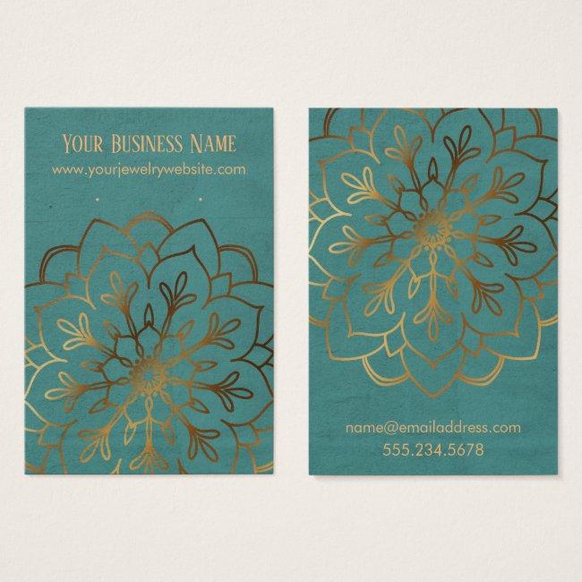 Gold Mandala & Teal Earring Holder Display Cards