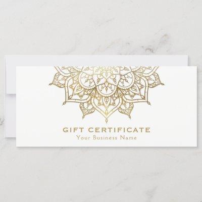 Gold Mandala White Minimal Modern Gift Certificate