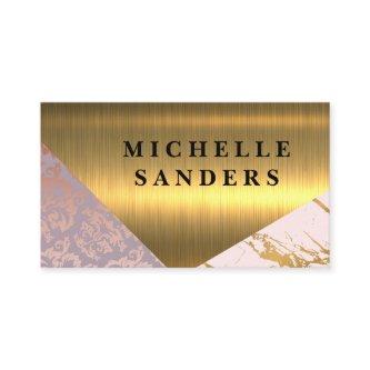 Gold Marble | Damask Pattern Rose | Gold Metal